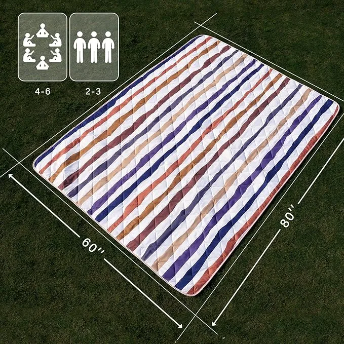 Whale Flotilla Extra Large Outdoor Picnic Blanket (60”x80”), Soft Waterproof Beach Blanket, Foldable Handy Mat Tote Spring Summer Great for Camping and Park, Navy Blue