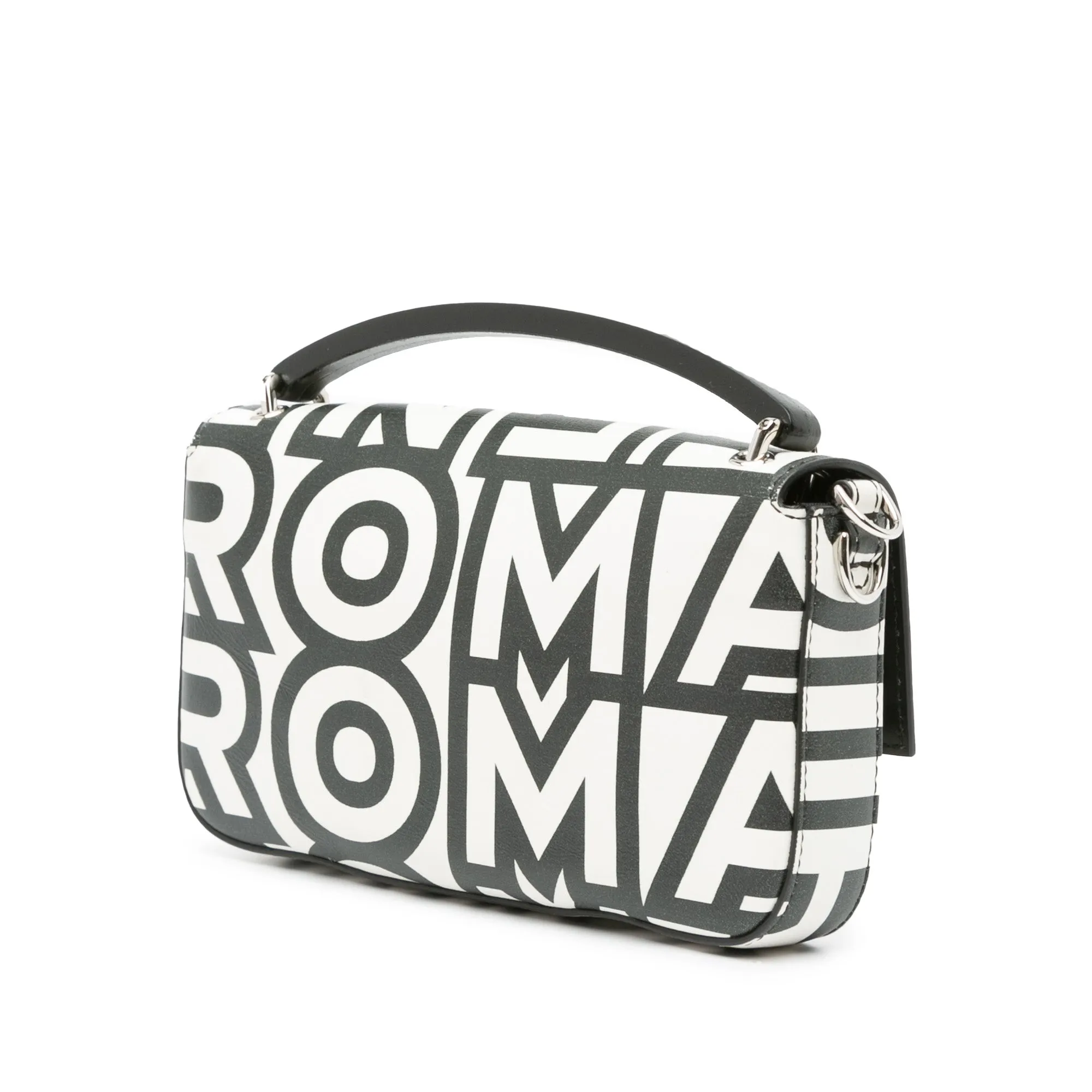 White Fendi Marc Jacobs Nappa Vitello King Logo Print Phone Baguette Satchel
