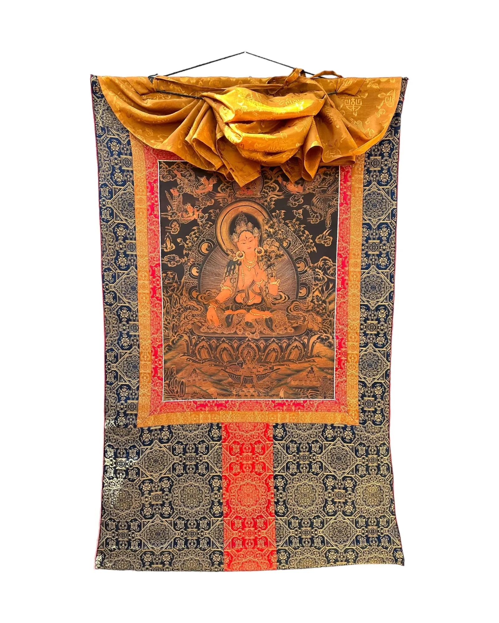 White Tara Hand Painted silk Thangka