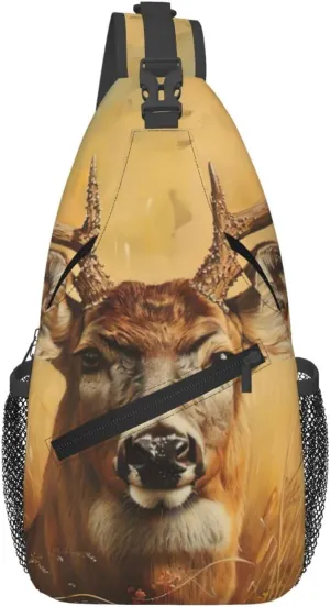 Wild Deer Print Sling Bag For Women Men Fashion One Shoulder Crossbody Bag Travel Fanny Pack Cross Body Bags