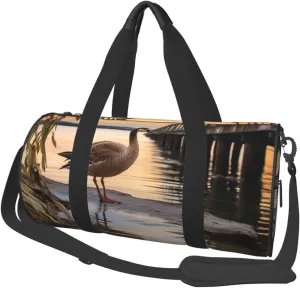Wild Goose by the Bridge Print Travel Duffel Bags With Pocket And Adjustable Strap Large Gym Bag Fashion Yoga Bag For Women Men