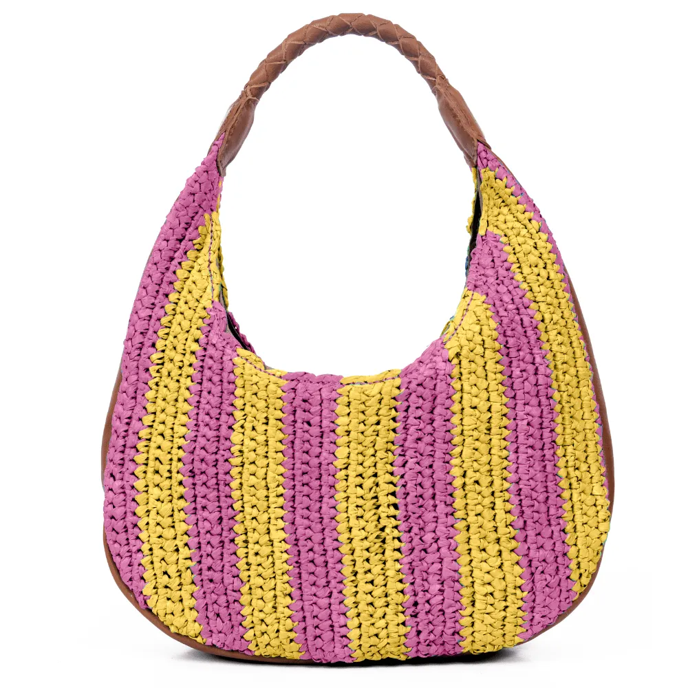 Willow Raffia Stripe Hobo Bag