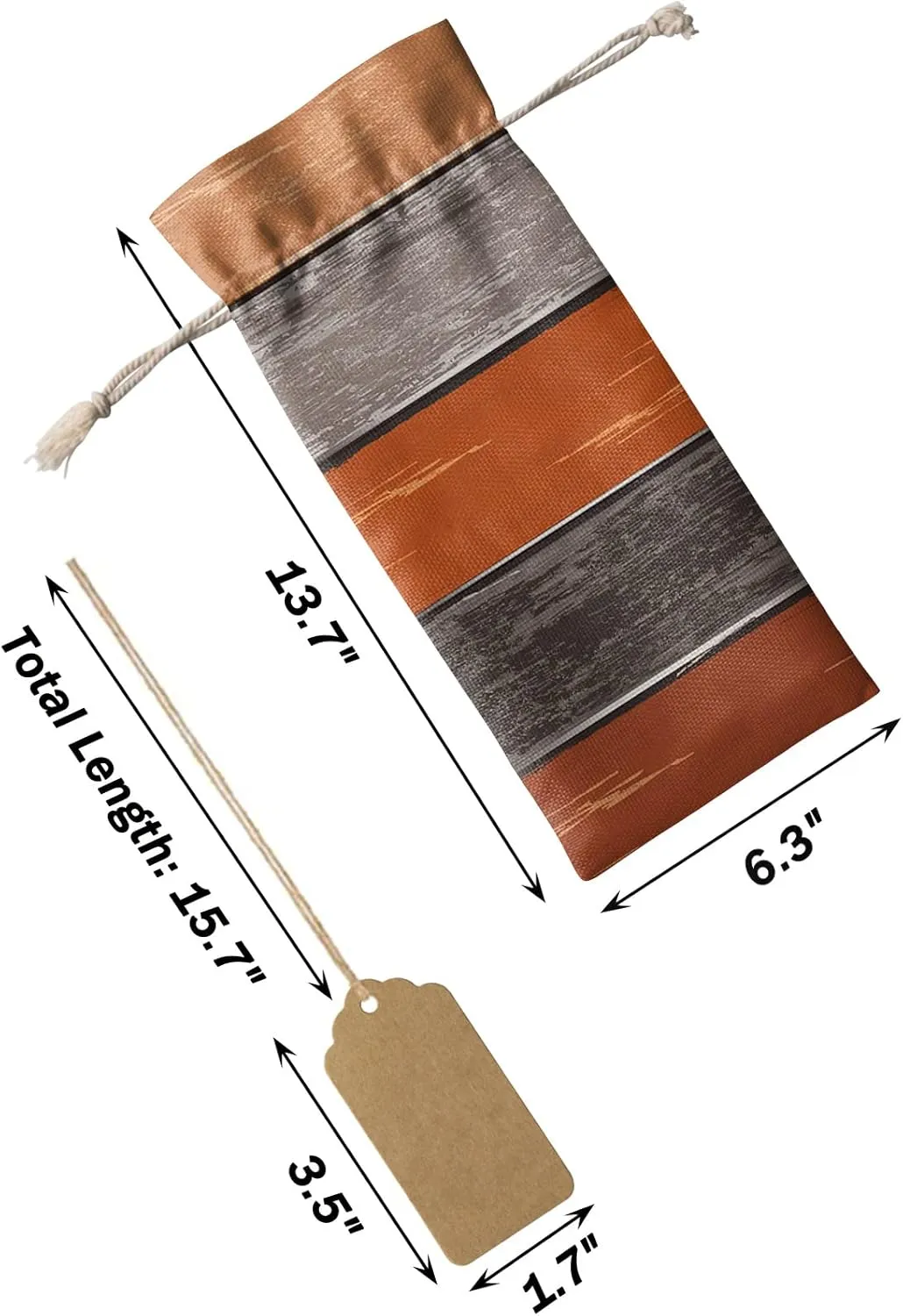Wine Gift Bag Washable Wine Bags for Wine Bottles Gifts Rustic Barn Wood Antique Brown Orange Farm Wooden Planks Wine Travel Bag Burlap Wine Bags with Drawstrings Tabs, 10PCS, 6.3x17.3 Inch
