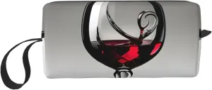 Wine Glass print Travel Cosmetic Bag Gifts for Women Portable Make Up Bags for Women Mother Sister