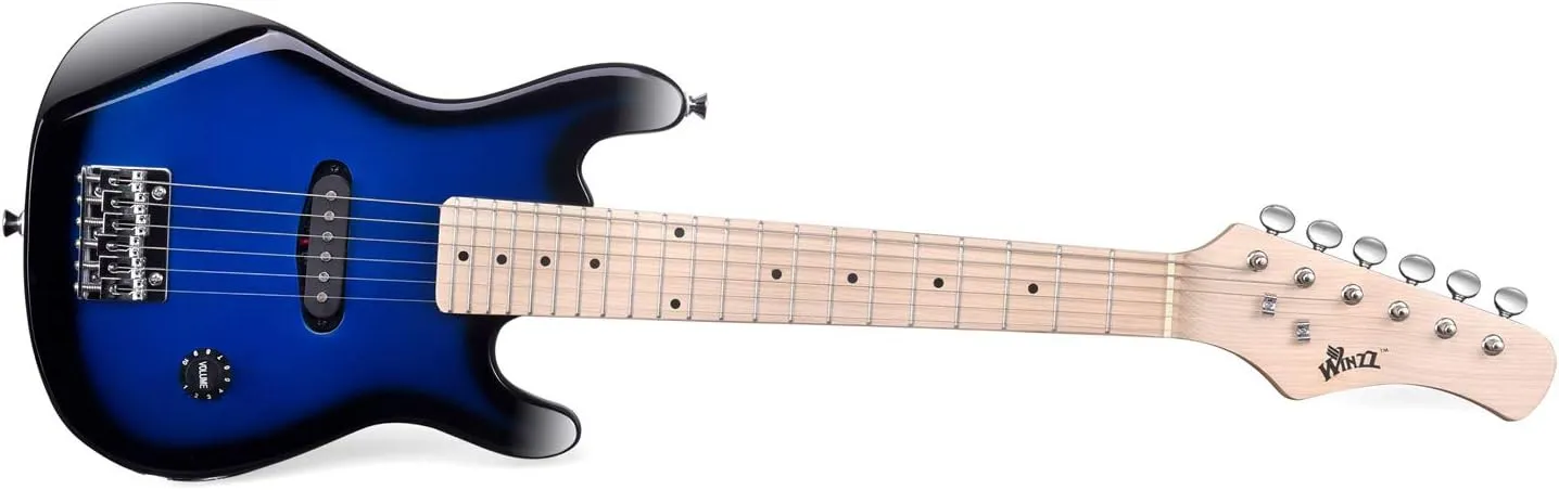 WINZZ EGM100 30 Inches Real Kids Electric Guitar with Beginner Kit, Right Handed, Blueburst