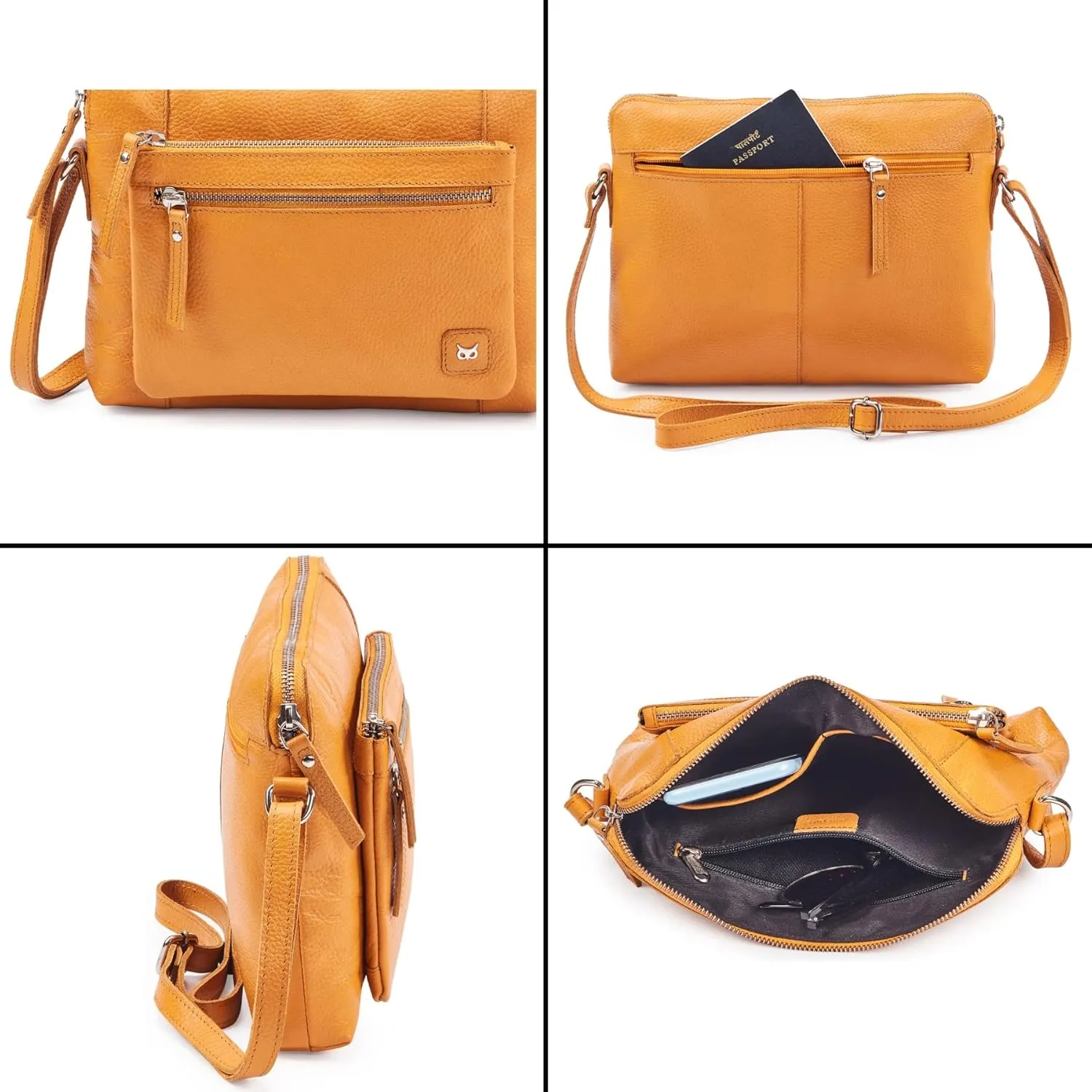 Wise Owl Accessories Small Soft Pebbled Real Leather Crossbody Handbags Purses Sling Crossover Shoulder Bag