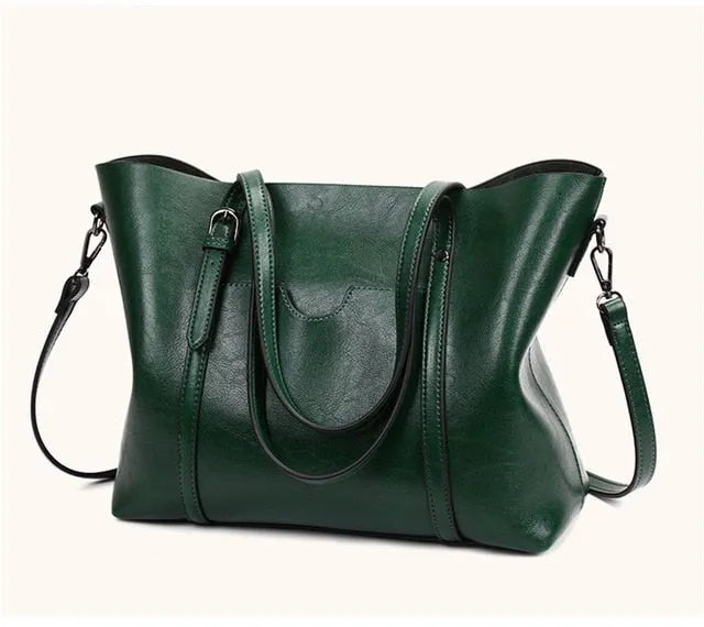 Women Bag Oil Wax Leather Handbags Luxury