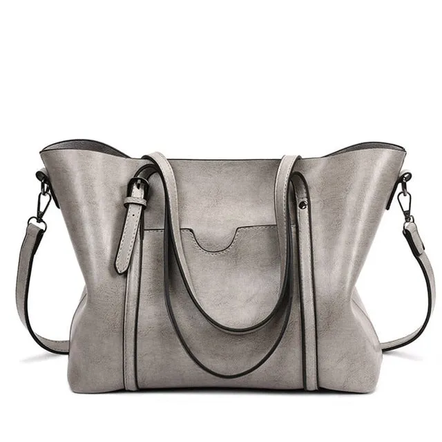Women Bag Oil Wax Leather Handbags Luxury