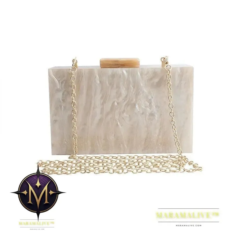 Women Handbags Marble Pattern Acrylic Bag Luxury Handbags Women Bags