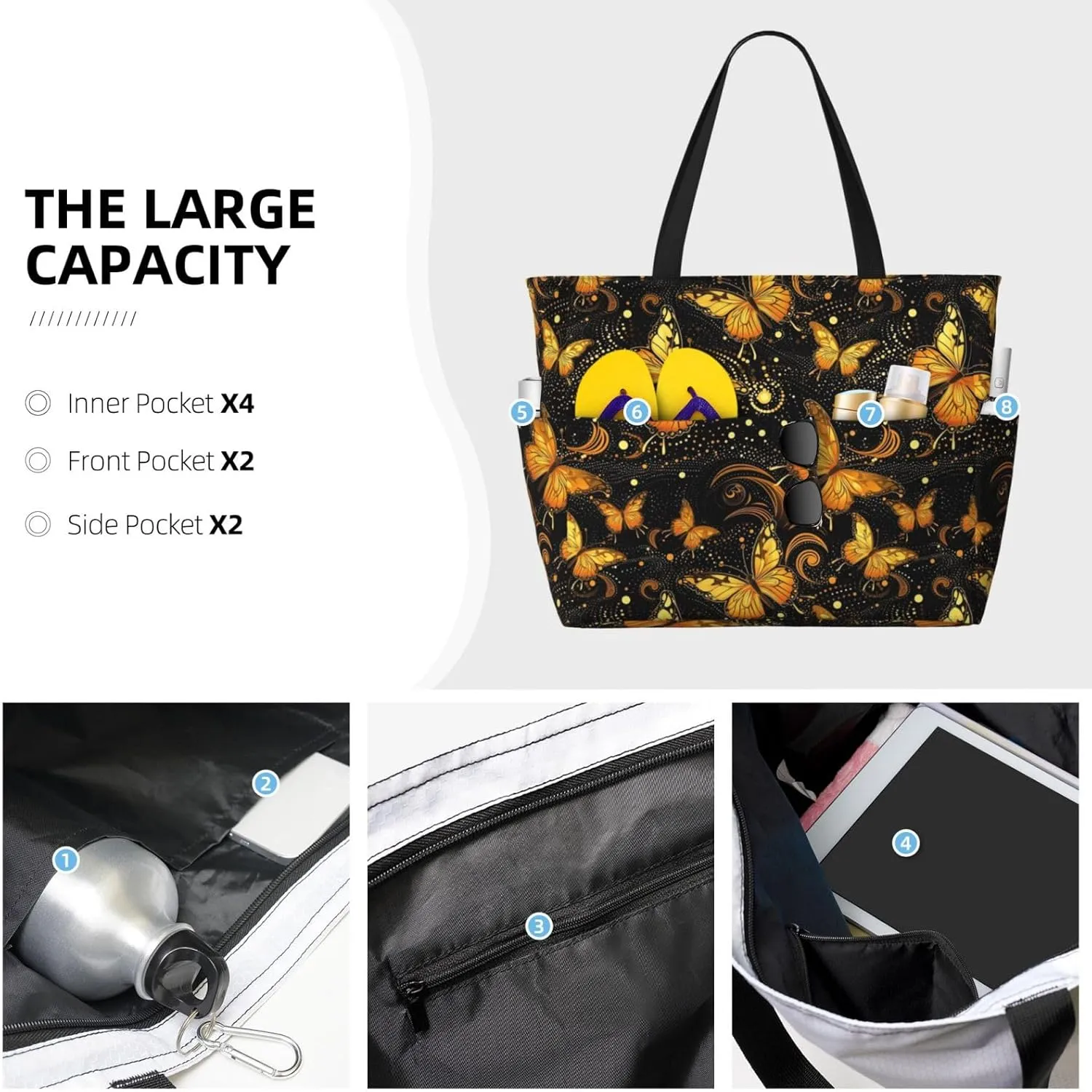 Women Large Beach Bag Travel Weekender Foldable Tote Bag for Pool Beach Vacation Gym