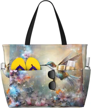 Women Large Beach Bag Travel Weekender Foldable Tote Bag for Pool Beach Vacation Gym