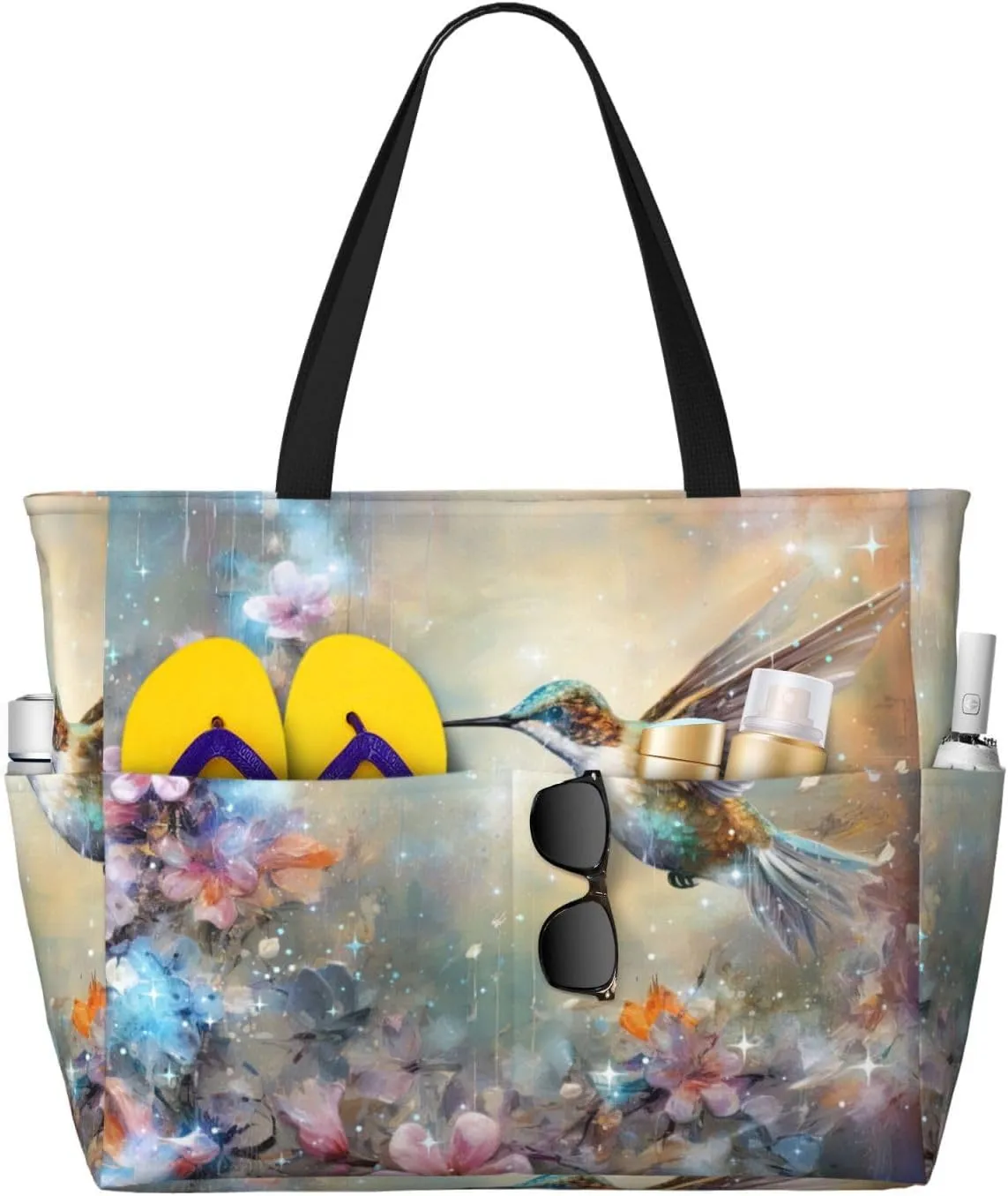 Women Large Beach Bag Travel Weekender Foldable Tote Bag for Pool Beach Vacation Gym