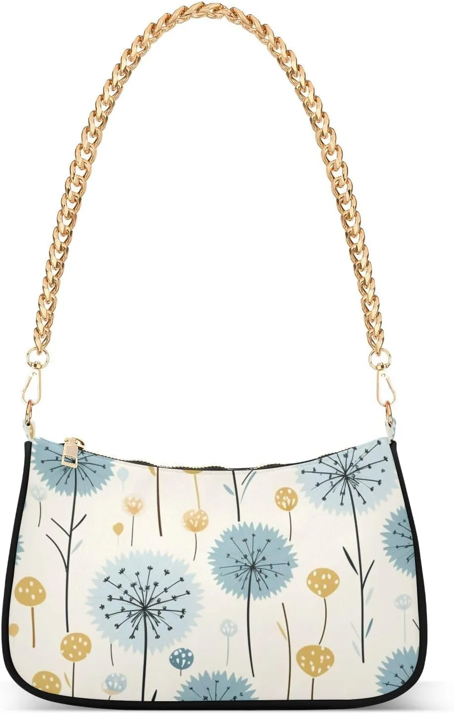 Women Shoulder Bag Blue Dandelion Pattern Lightweight Clutch Handbags Casual Tote Handbags