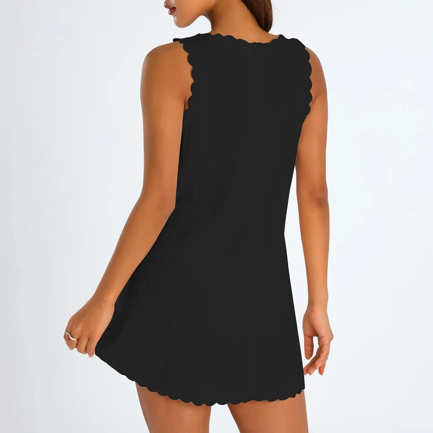 Women Sleeveless Tank Dress Linen Solid Casual Mini Dress Back Zipper 2023 Summer Beach Dresses Sundress