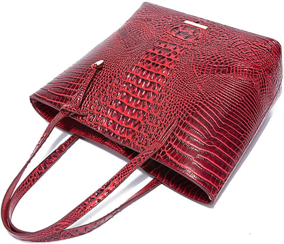 Women Tote Bag Crocodile Print Western Purses for Women Shoulder Hobo Top Handle Handbags for Shopping Travel