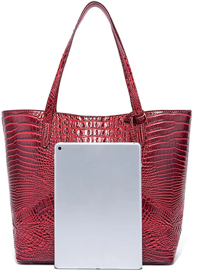 Women Tote Bag Crocodile Print Western Purses for Women Shoulder Hobo Top Handle Handbags for Shopping Travel