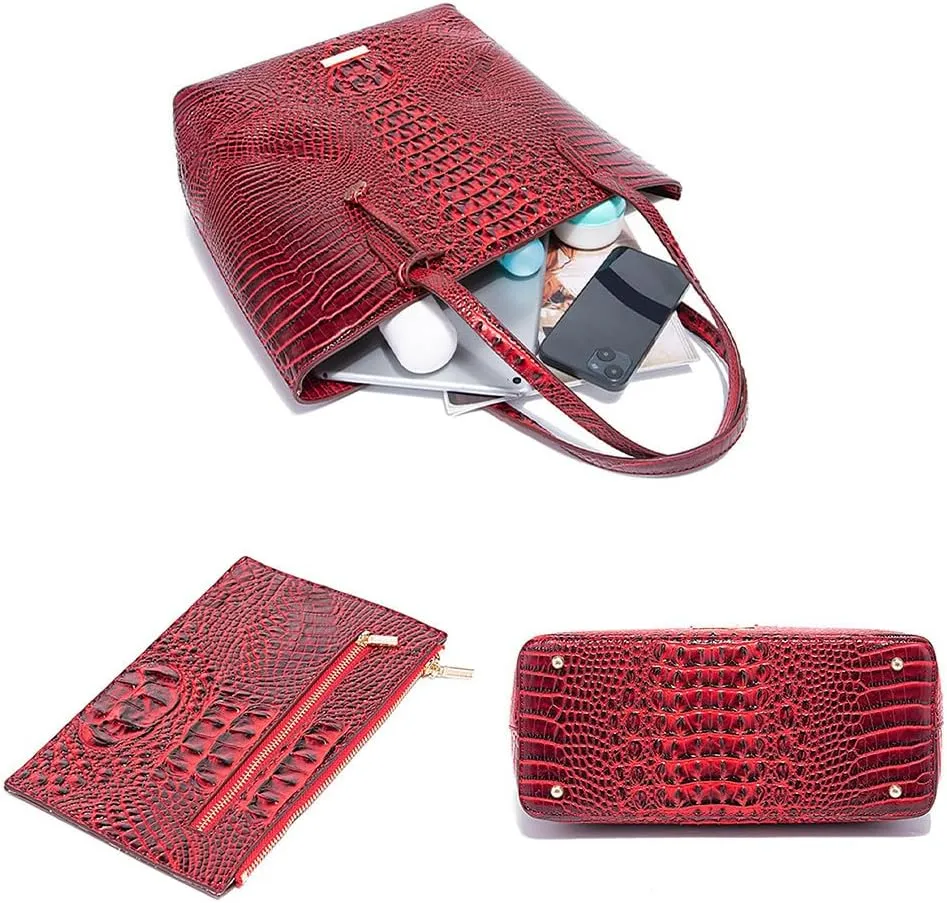 Women Tote Bag Crocodile Print Western Purses for Women Shoulder Hobo Top Handle Handbags for Shopping Travel