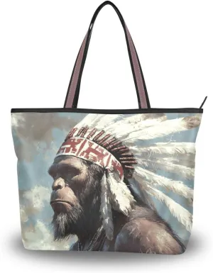 Women Tote Bag Sasquatch Chief Print for Everyday & Travel, Handbag Purse Reusable Grocery Bag Large