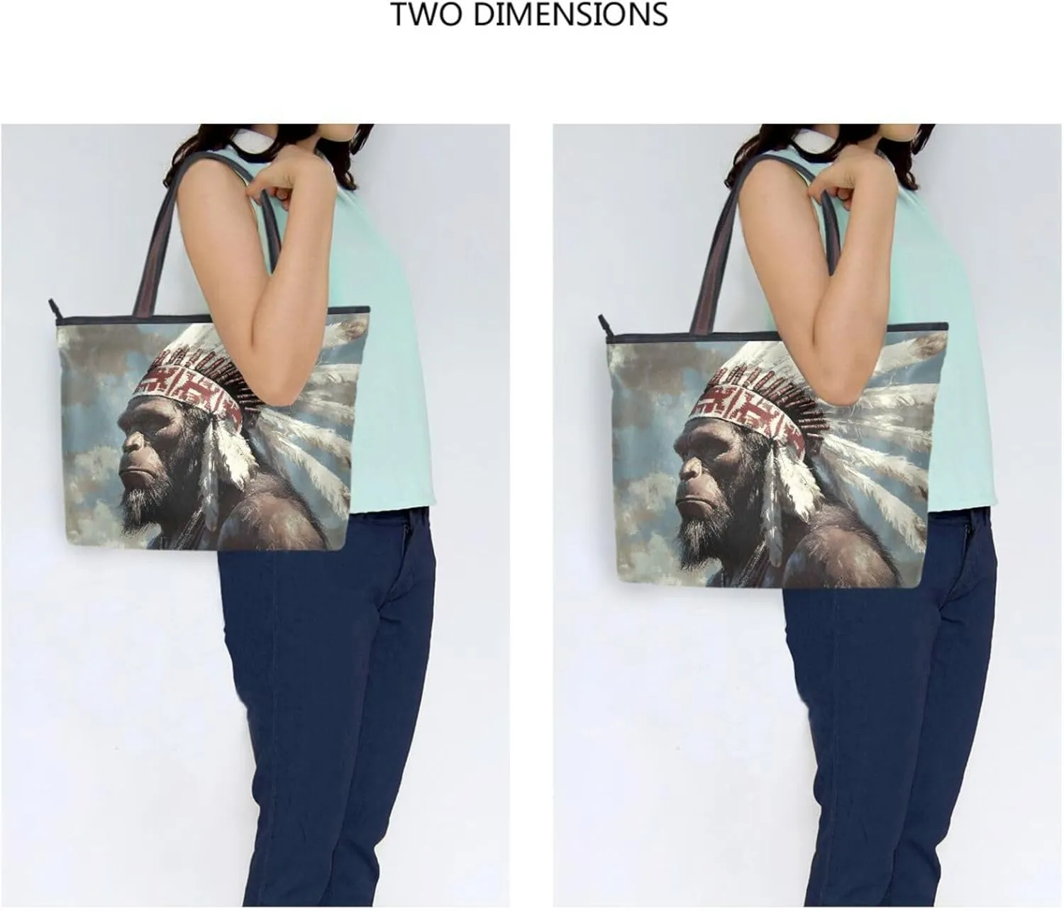 Women Tote Bag Sasquatch Chief Print for Everyday & Travel, Handbag Purse Reusable Grocery Bag Large