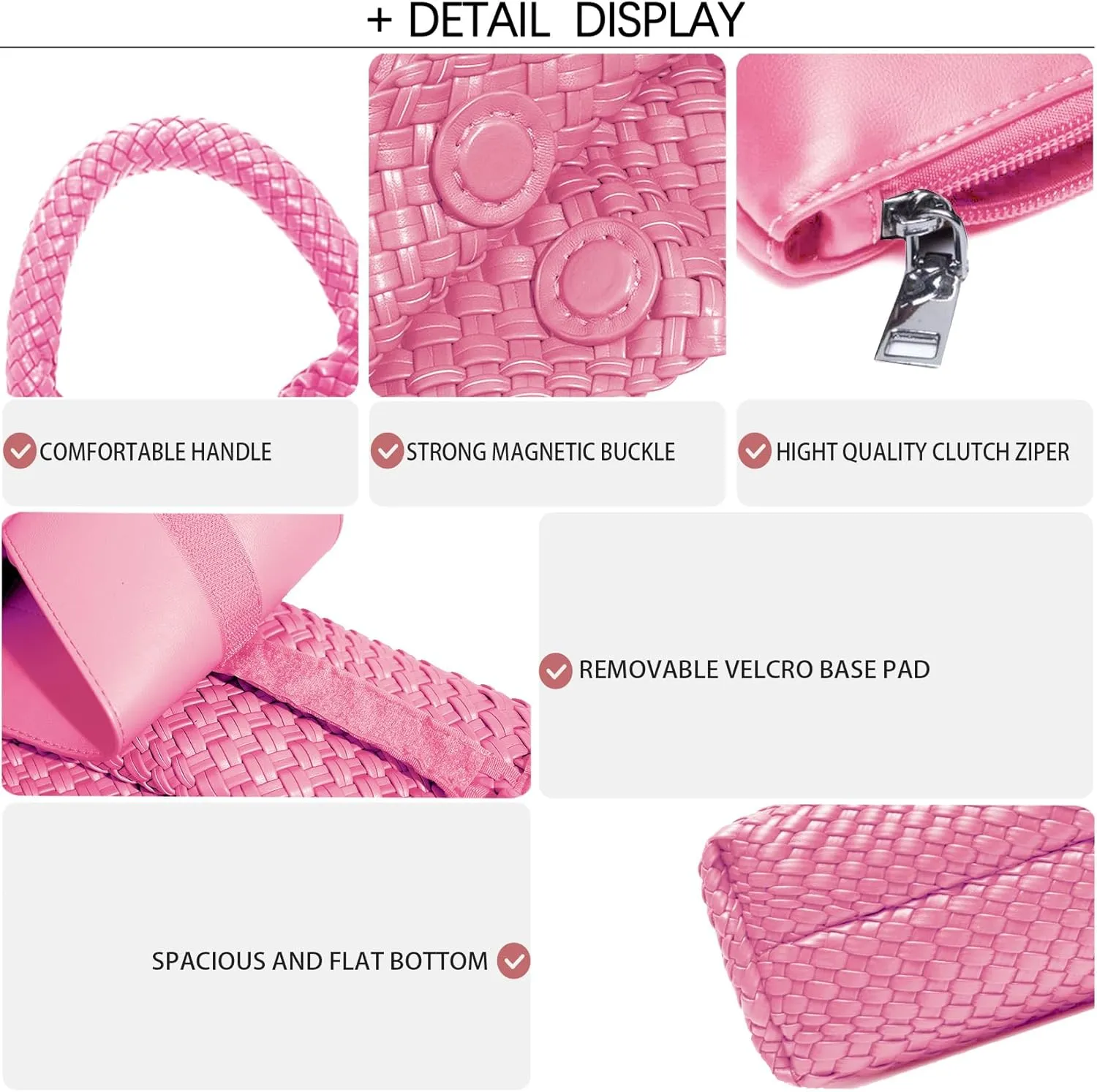 Women Vegan Leather Hand-Woven Tote Handbag Fashion Shoulder Top-handle Bag All-Match Underarm Bag with Purse