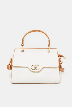 Women White Embellished Day Bag
