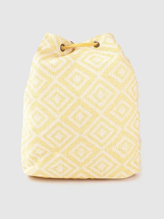 Women Yellow & Off-White Embellished Sling Bag