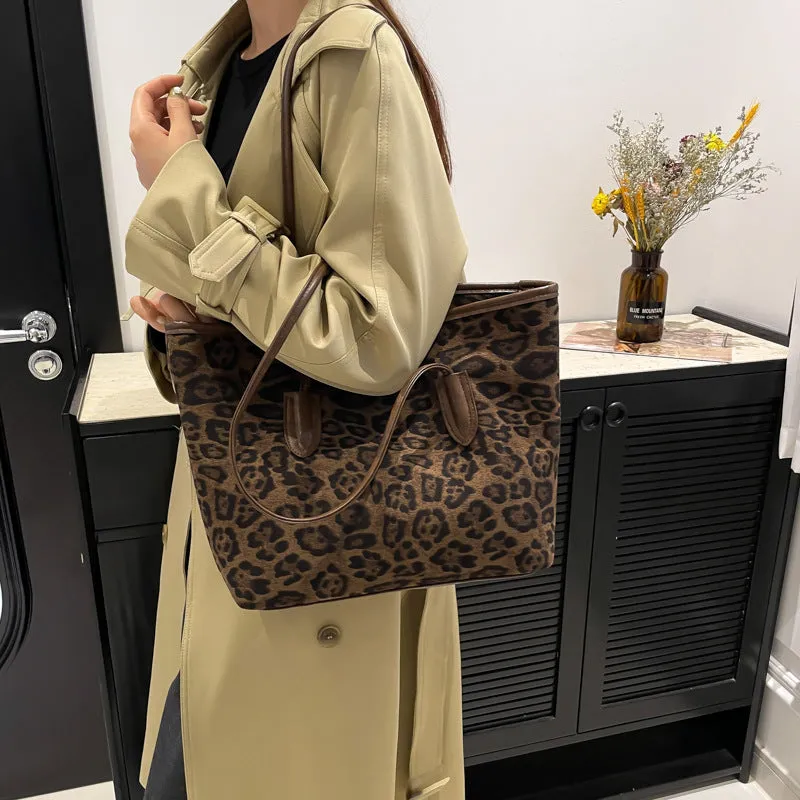 Women's Affordable Luxury Simple Leopard Print Portable Shoulder Bags