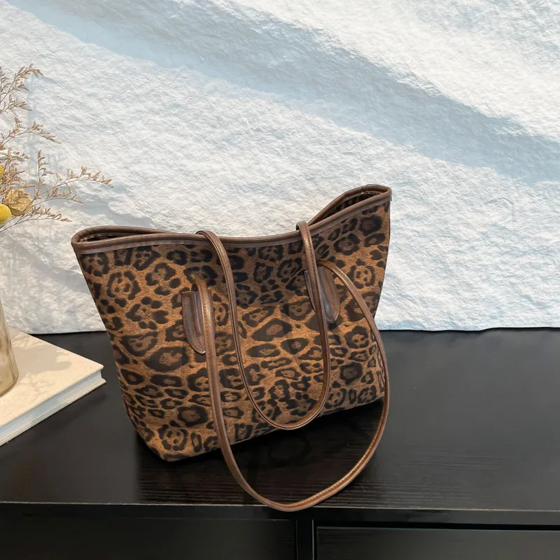 Women's Affordable Luxury Simple Leopard Print Portable Shoulder Bags