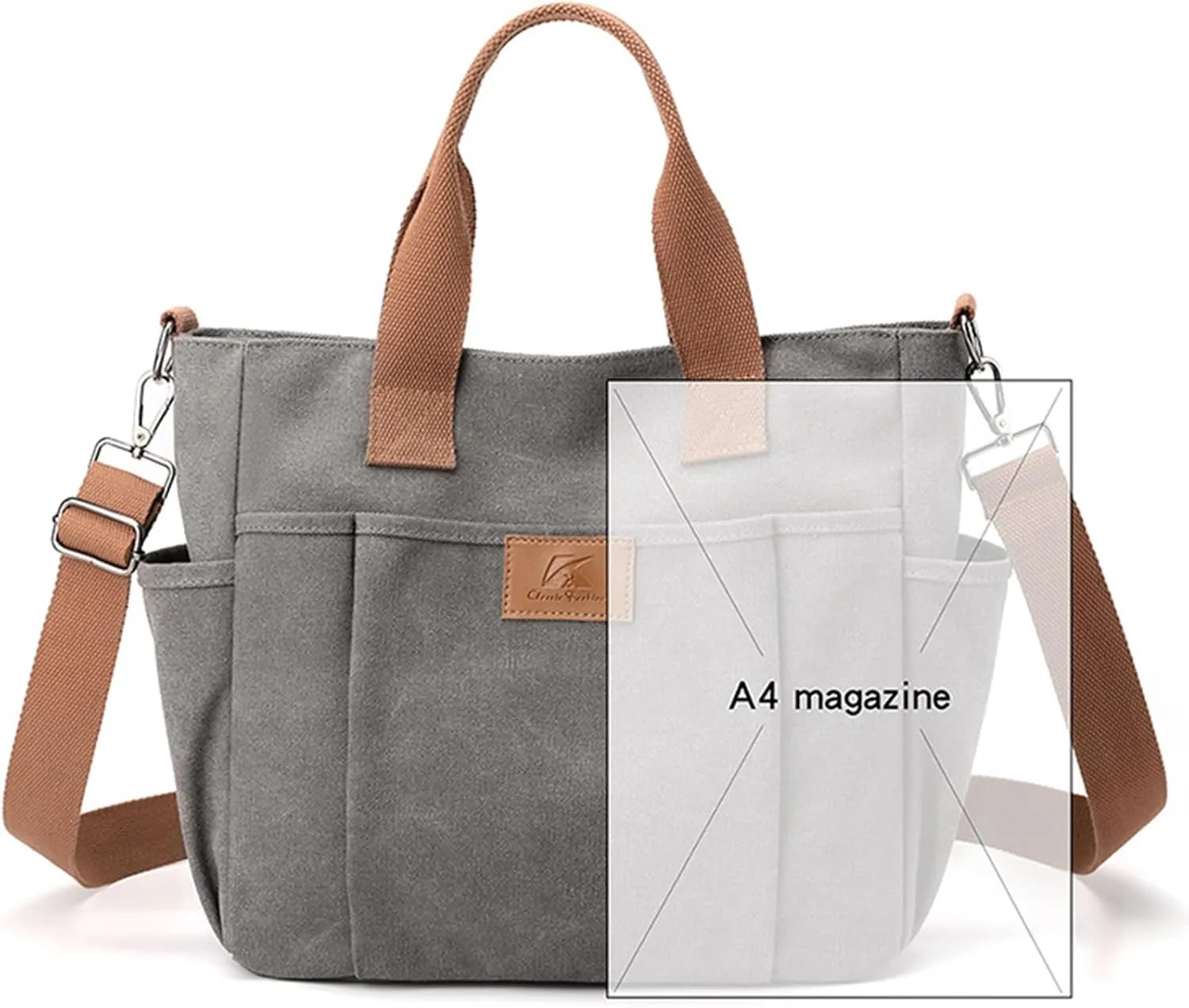 Women's Canvas Tote Bag Lightweight Work Handbag Travel Crossbody Purse with Water Bottle Pocket