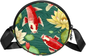 Women's Crossbody Handbags, Travel Purse, art pattern Pond fish