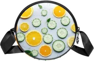 Women's Crossbody Handbags, Travel Purse, Orange Cucumber Pattern