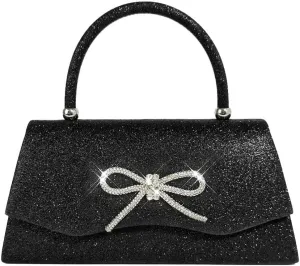 Womens Evening Bag Sparkly Bow Clutch Purse Wedding Party Purses Glitter Rhinestone Cocktail Prom Handbags