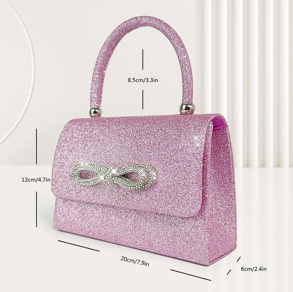 Womens Evening Bag Sparkly Bow Clutch Purse Wedding Party Purses Glitter Rhinestone Cocktail Prom Handbags