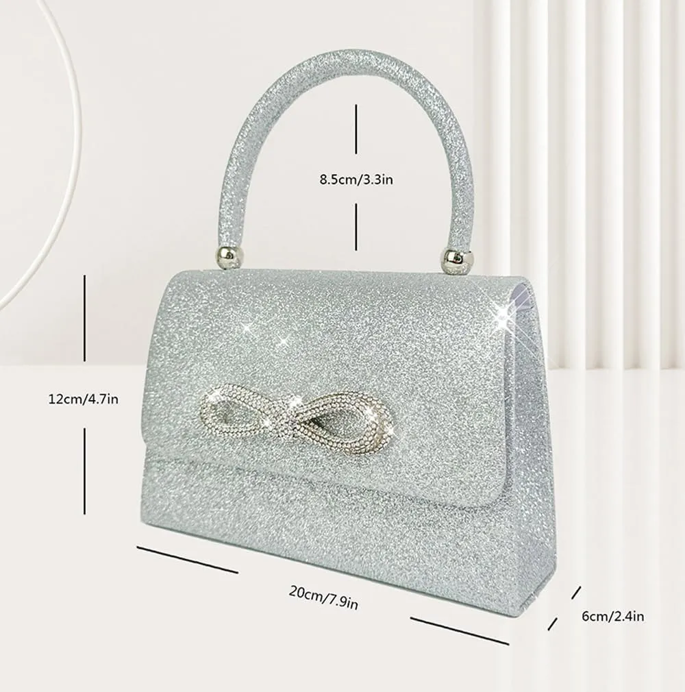 Womens Evening Bag Sparkly Bow Clutch Purse Wedding Party Purses Glitter Rhinestone Cocktail Prom Handbags