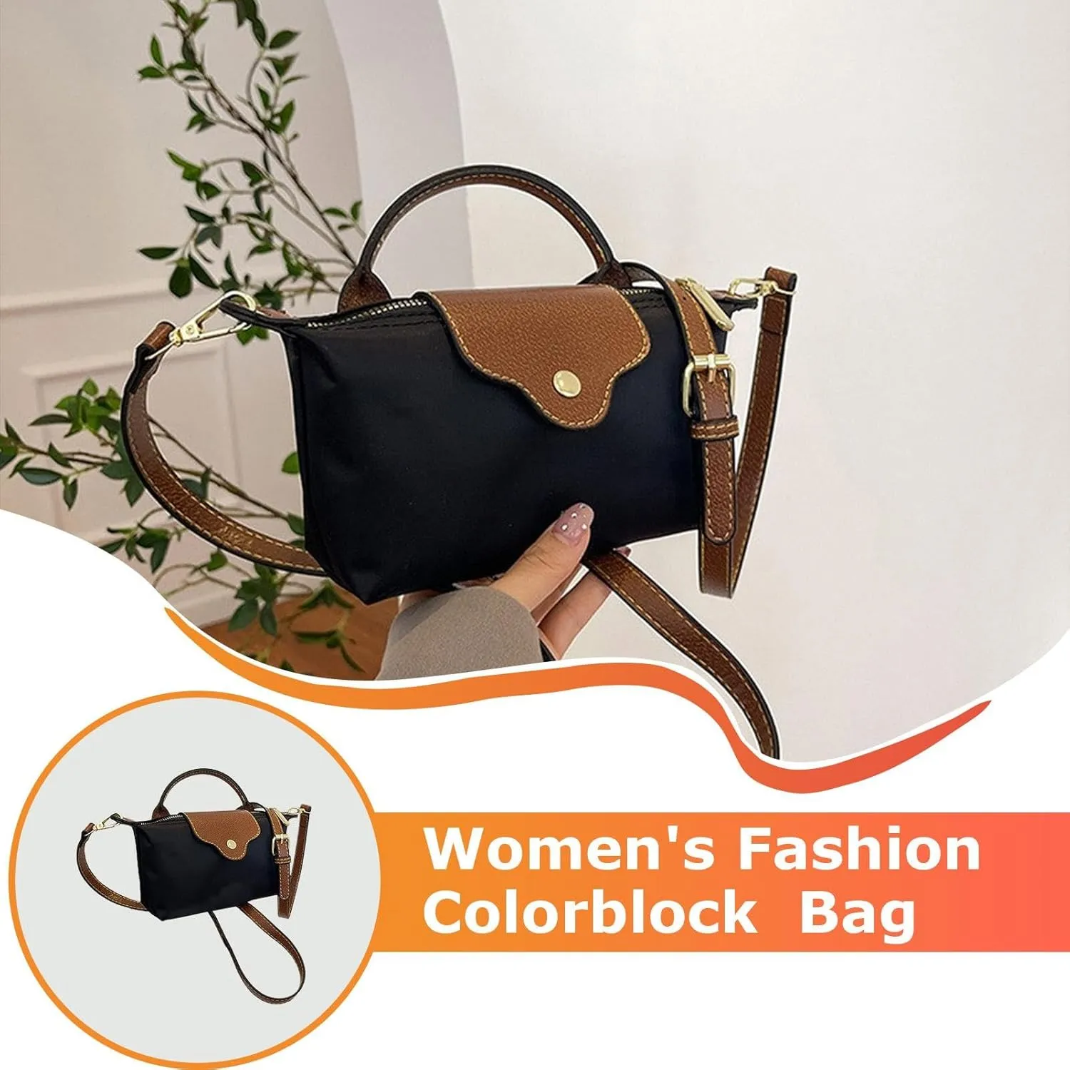 Women's Fashion Colorblock MMini CCrossbody Bag | Nylon Polyester Fashionable Handbags for Women | Handbags Purses with