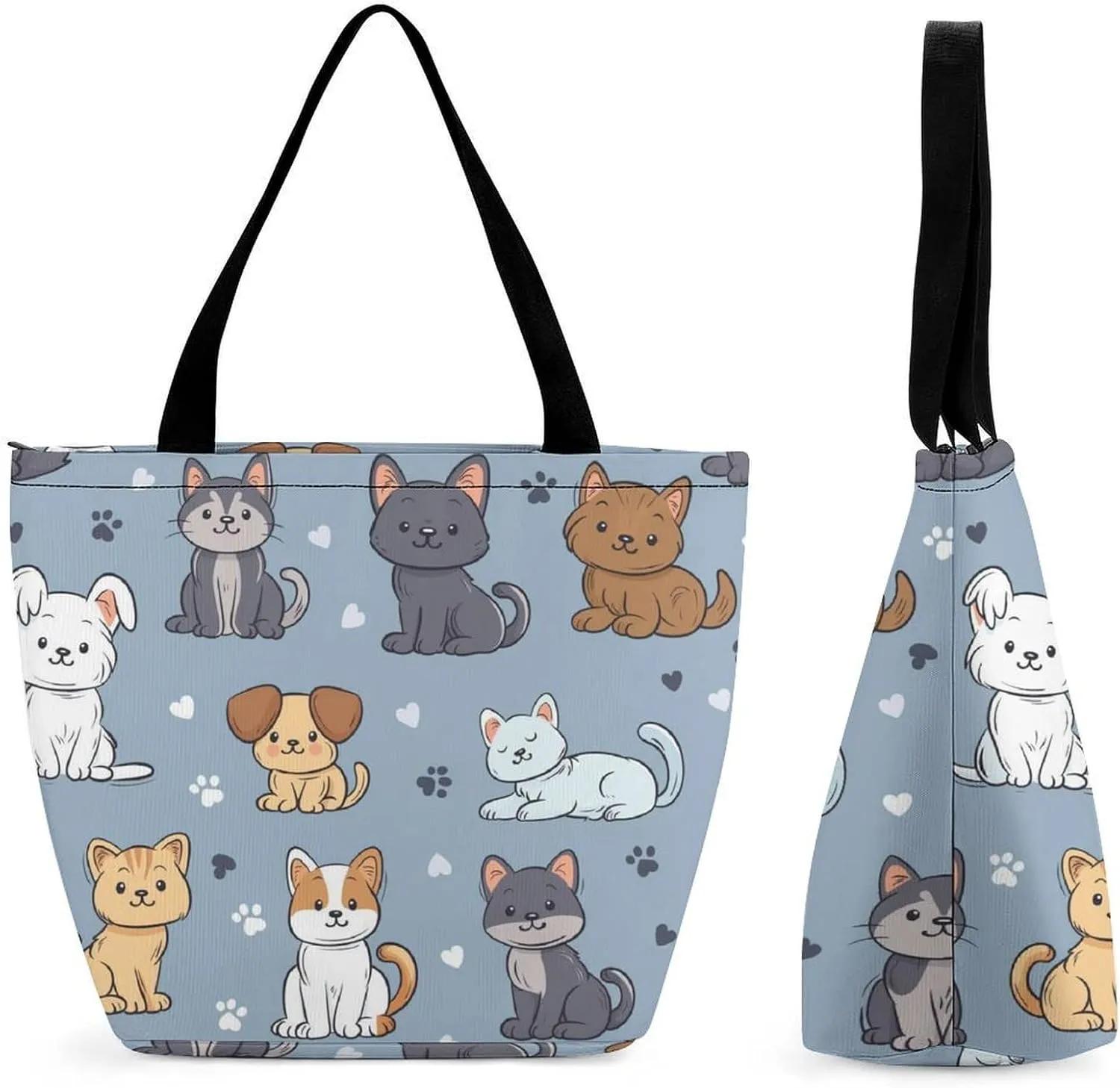 Women's Handbags Cute Animals Pet Pattern Shopping Bag Leather Tote Bag Satchel Bags
