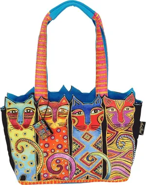 Women's Laurel Burch, Feline Clan Medium Tote CAT PRINT NS