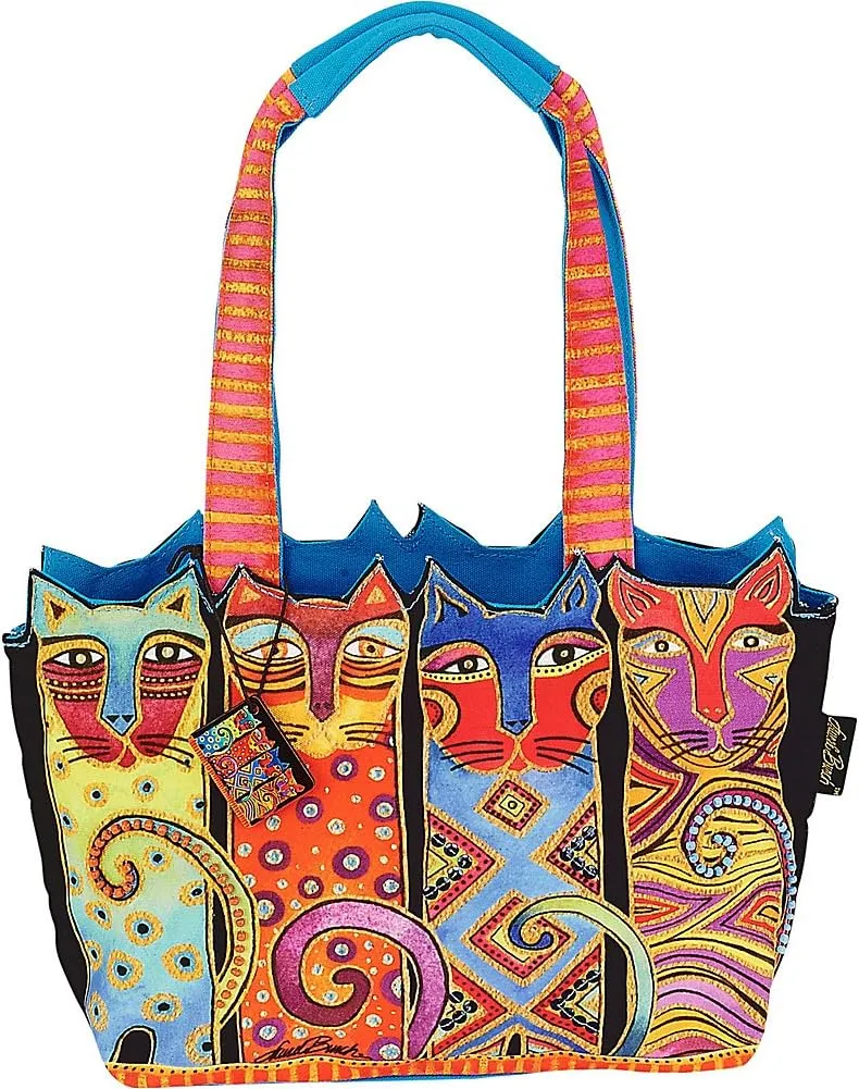 Women's Laurel Burch, Feline Clan Medium Tote CAT PRINT NS