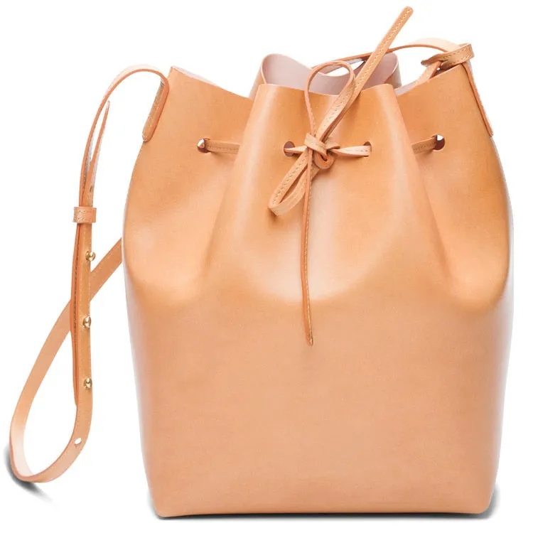 Women's Leather Bucket Bag Lady Genuine Leather Shoulder Bags, Leather Handbag, Free Shipping