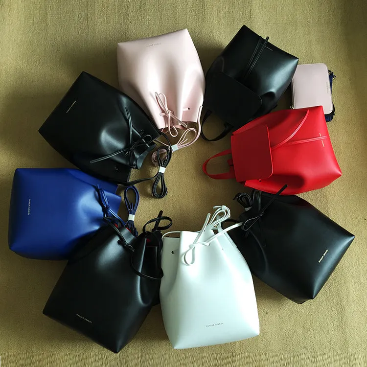 Women's Leather Bucket Bag Lady Genuine Leather Shoulder Bags, Leather Handbag, Free Shipping