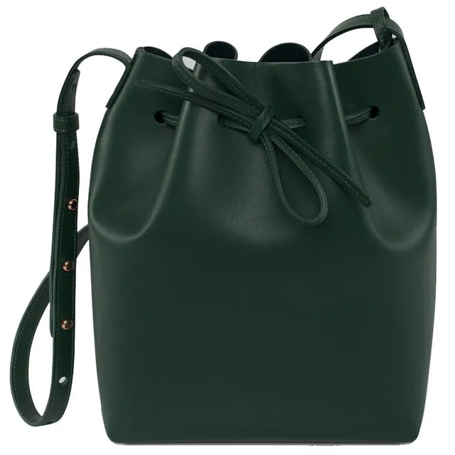 Women's Leather Bucket Bag Lady Genuine Leather Shoulder Bags, Leather Handbag, Free Shipping