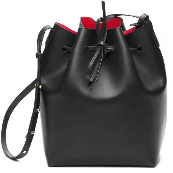 Women's Leather Bucket Bag Lady Genuine Leather Shoulder Bags, Leather Handbag, Free Shipping