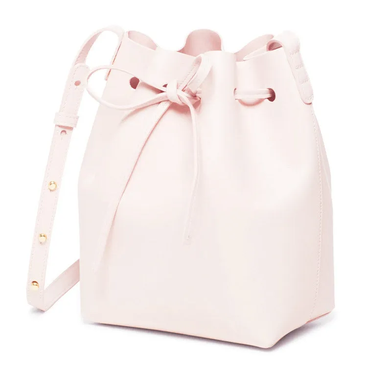 Women's Leather Bucket Bag Lady Genuine Leather Shoulder Bags, Leather Handbag, Free Shipping