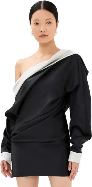 Women's Long Sleeve One Shoulder Mini Dress