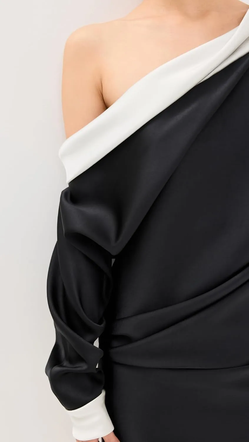 Women's Long Sleeve One Shoulder Mini Dress
