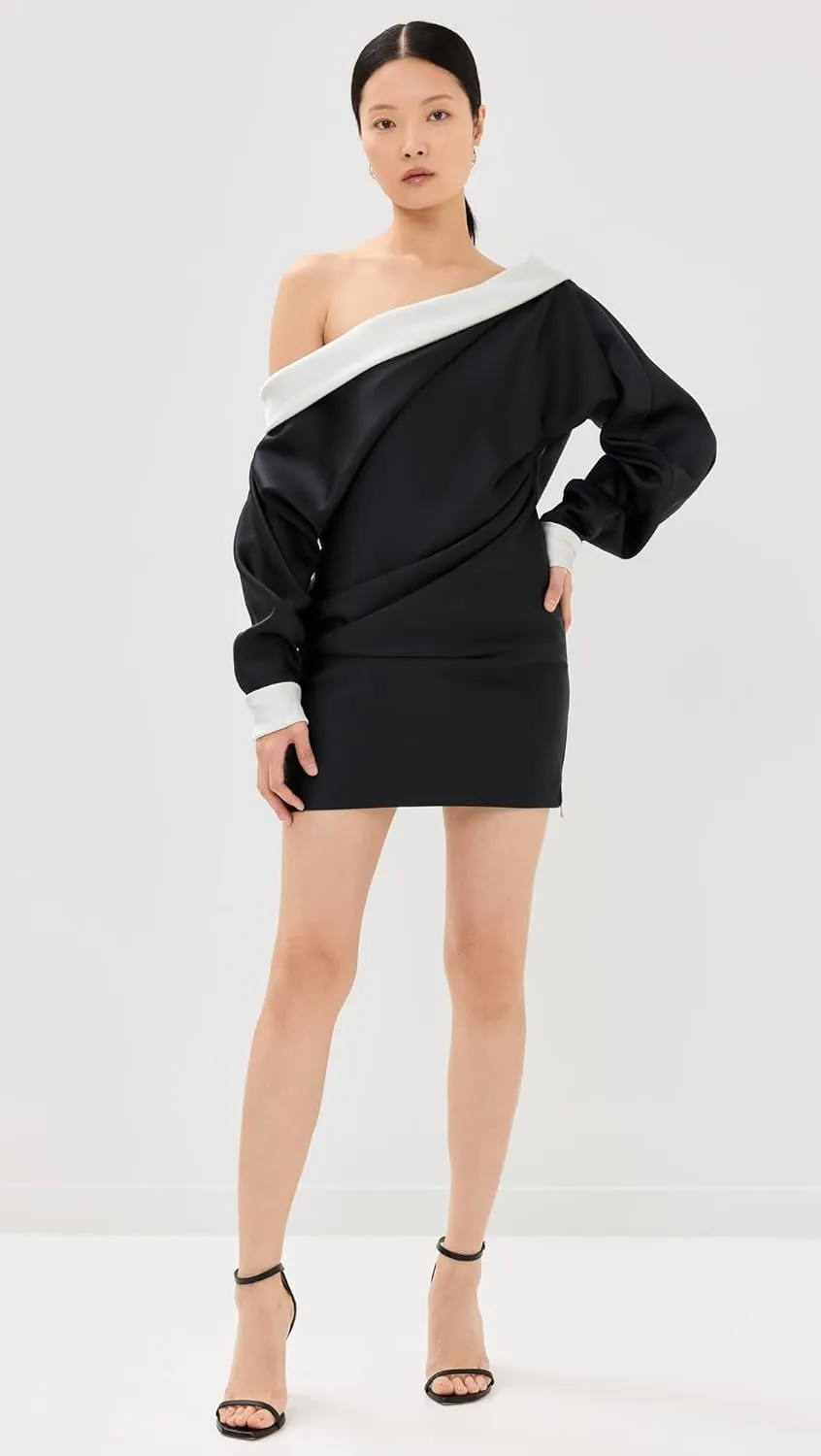Women's Long Sleeve One Shoulder Mini Dress