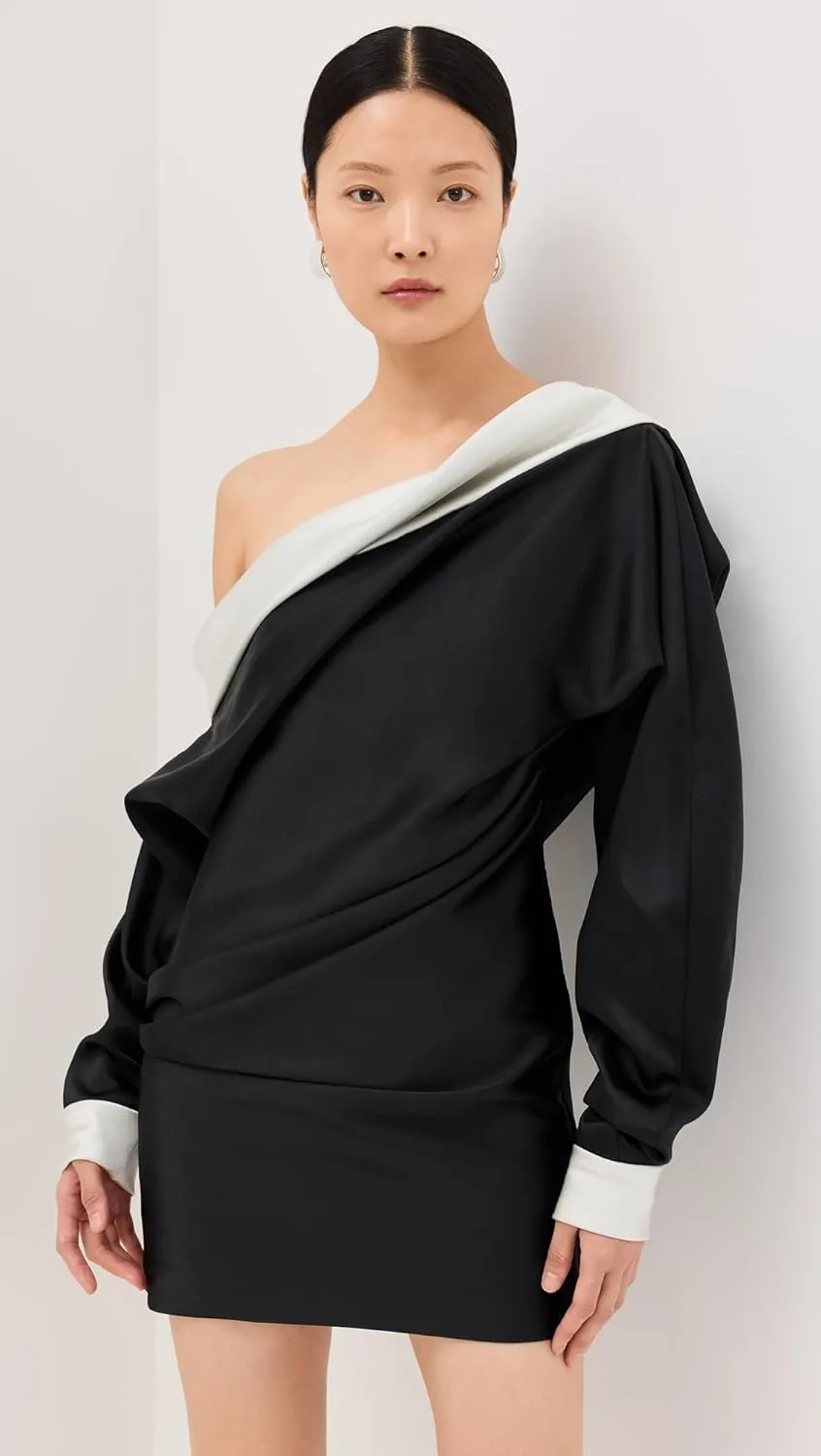 Women's Long Sleeve One Shoulder Mini Dress