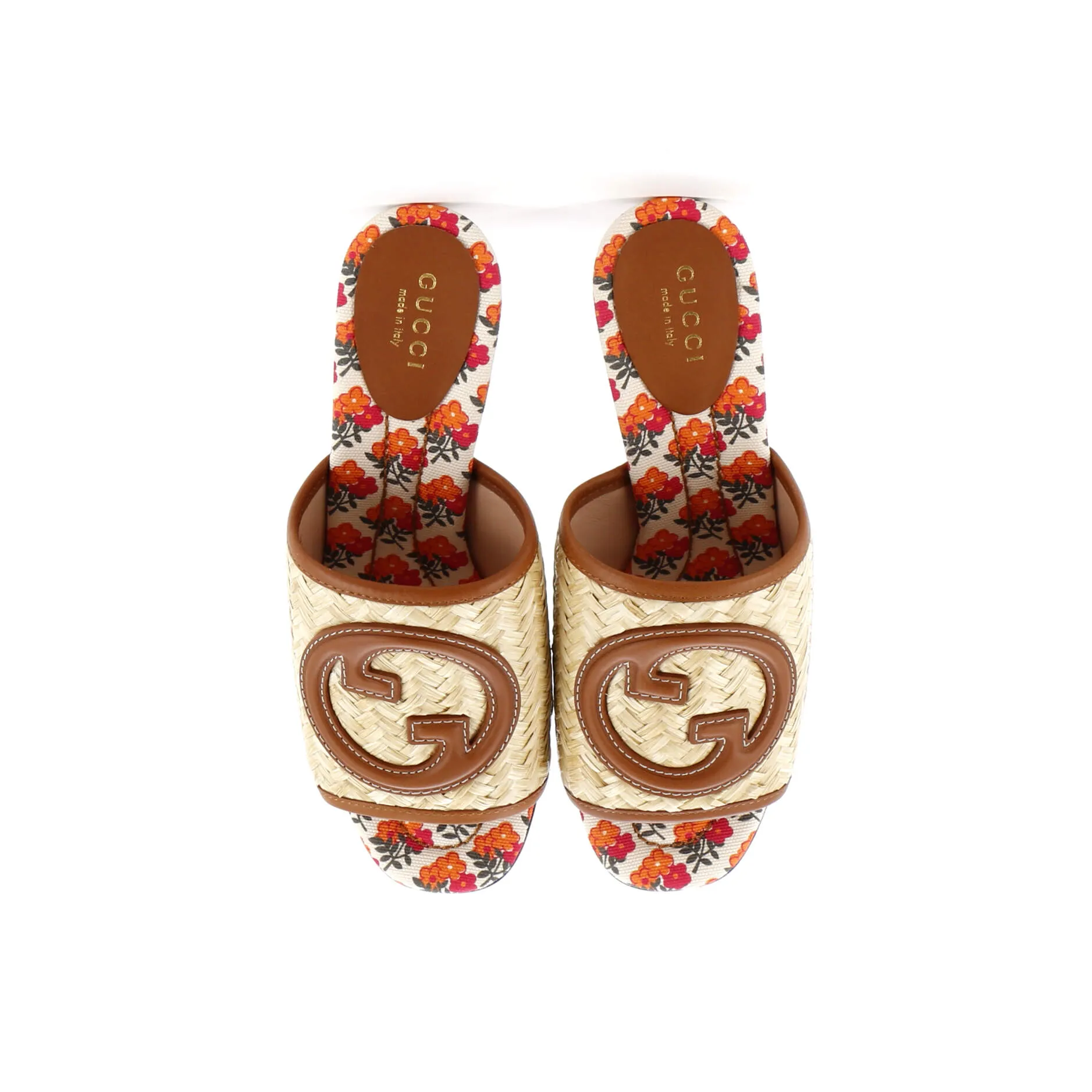 Women's Mabel Heeled Mule Sandals Raffia with Leather