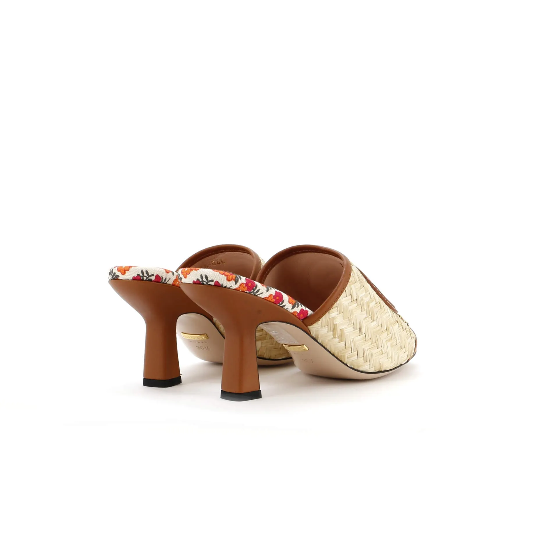 Women's Mabel Heeled Mule Sandals Raffia with Leather