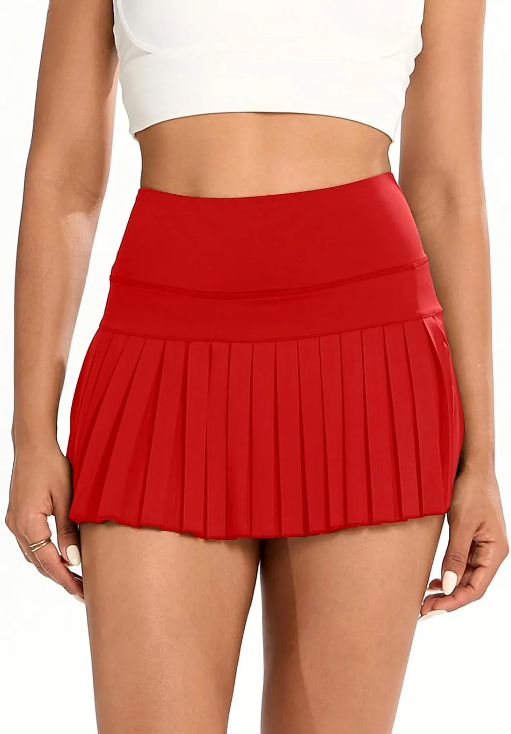 Women's Pleated Tennis Skirt, High Waisted Athletic Mini Skort with Shorts